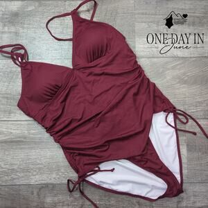 CharmLeaks Ribbed Drawstring One Piece Swimsuit Size XL